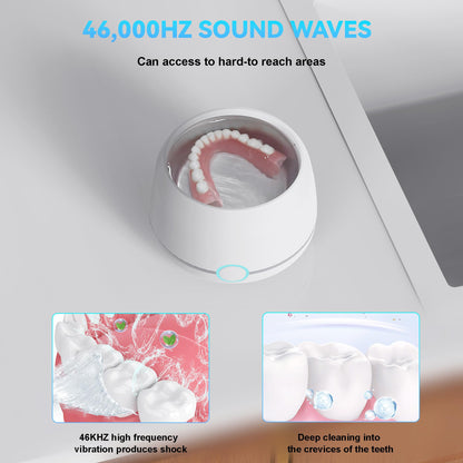 USRIXITECH Ultrasonic Retainer Cleaner Pro – Deep Clean Dentures & Aligners (White)
