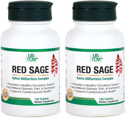 USTCM Red Sage Complex Tablets – Salvia Miltiorrhiza 120 Tablets (Pack of 2) BritishVita | Premium UK Vitamins & Wellness Supplements