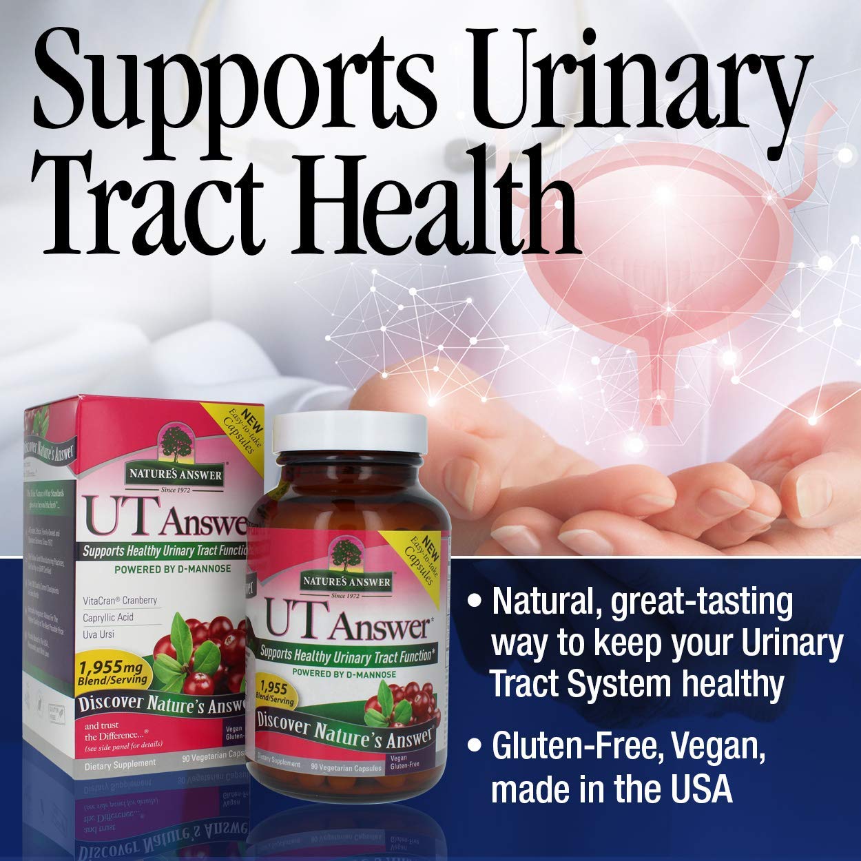 Nature's Answer UT Answer with D-Mannose 1955mg - 90-Count | Urinary Tract & Bladder Support