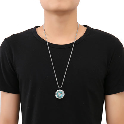 UTHOSMDO Viking Handsome Nordic Diffuser Necklace | Runic Wolf Locket Aromatherapy Jewelry, Stainless Steel