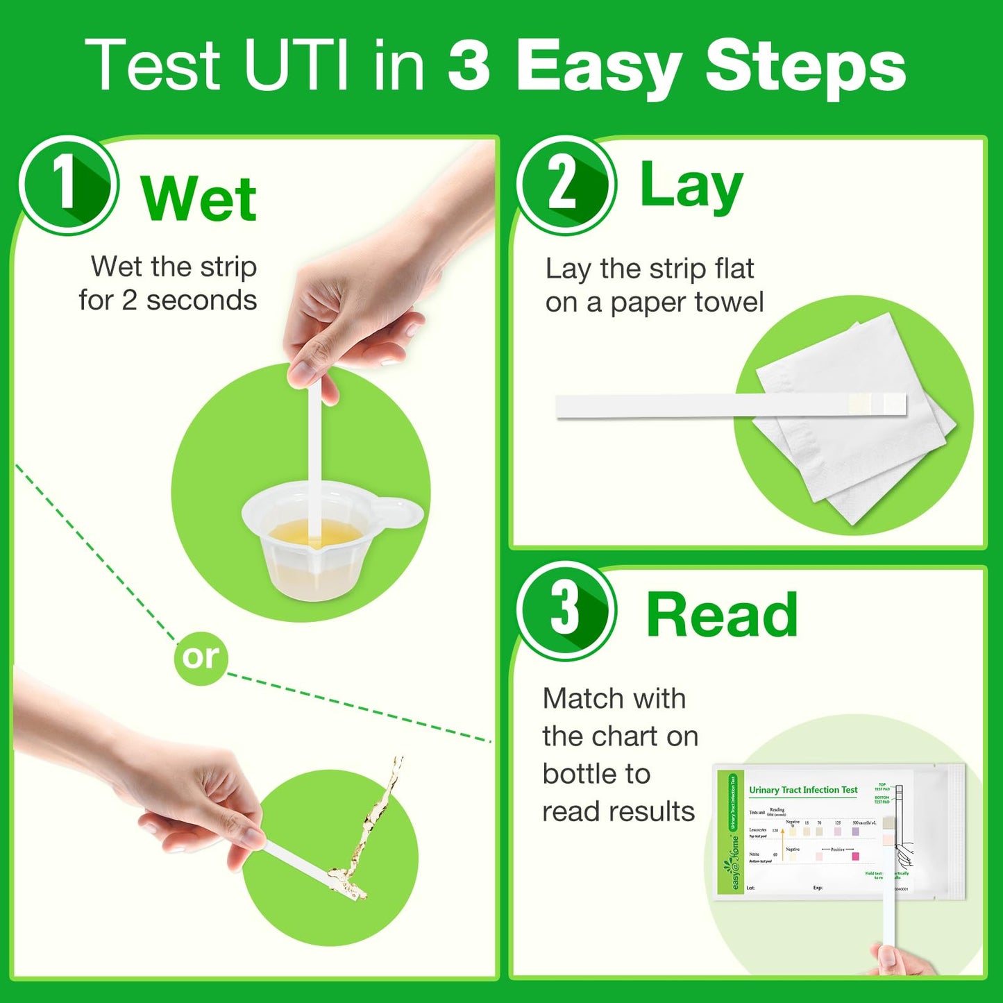 Easy@Home UTI Test Strips 20P – 20 Tests/Box, FDA Cleared, FSA Eligible