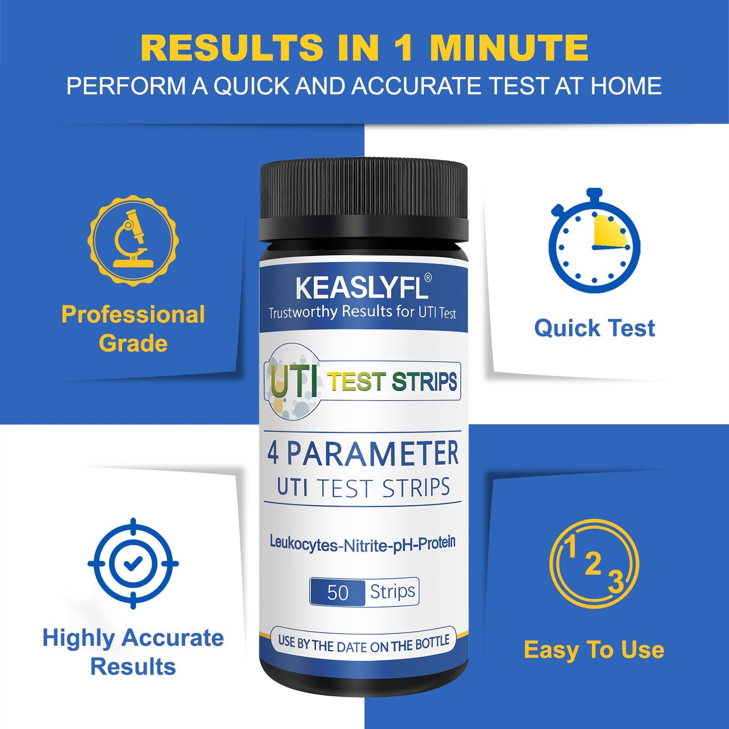4-in-1 UTI Test Strips for Women & Men – Fast Home UTI Kit
