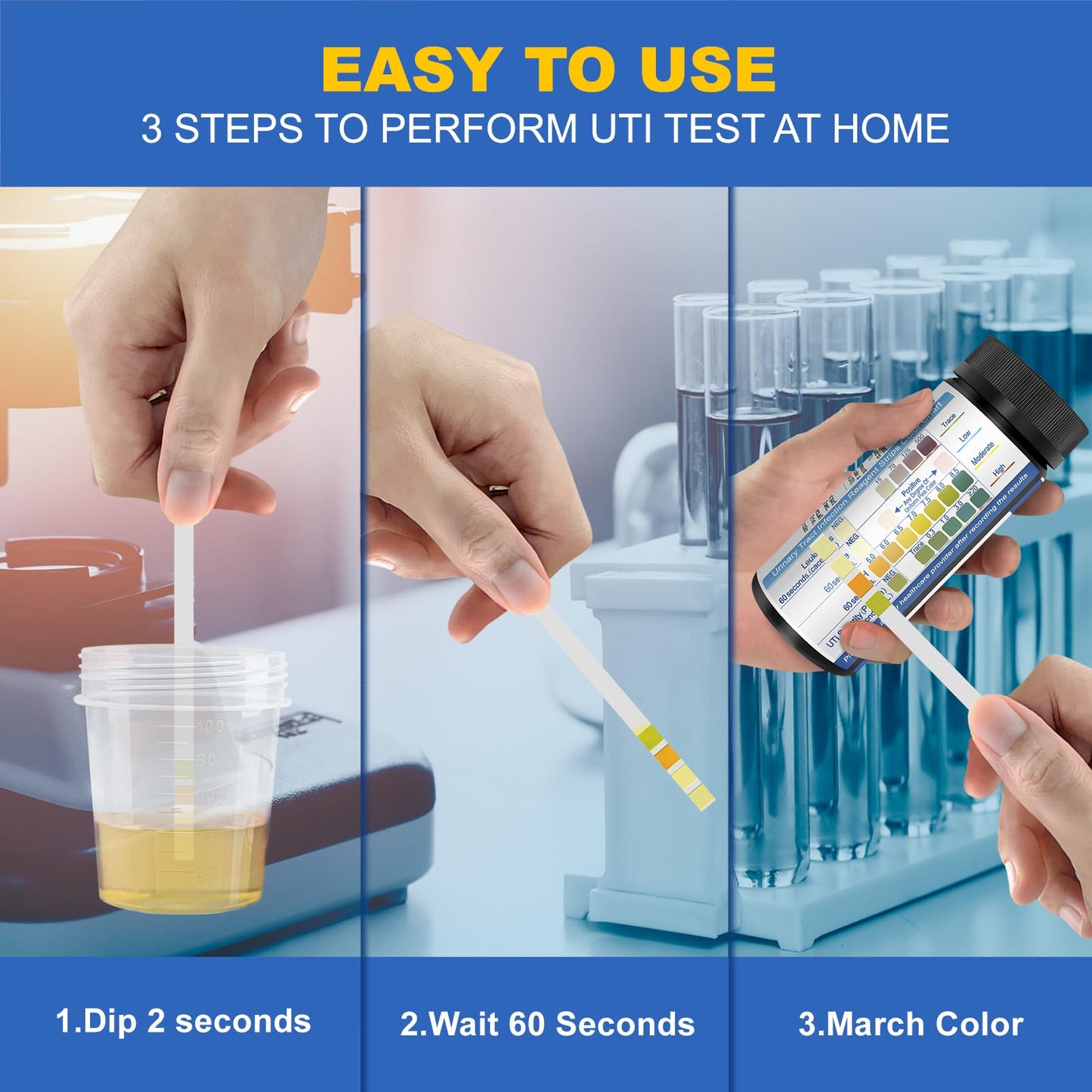 4-in-1 UTI Test Strips for Women & Men – Fast Home UTI Kit