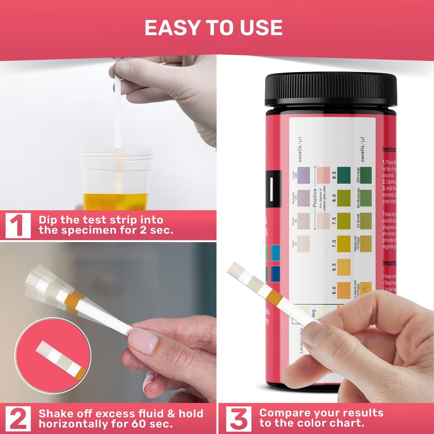 JNW Direct 4-in-1 UTI Test Strips – 100ct | 60-Second Home Urinalysis