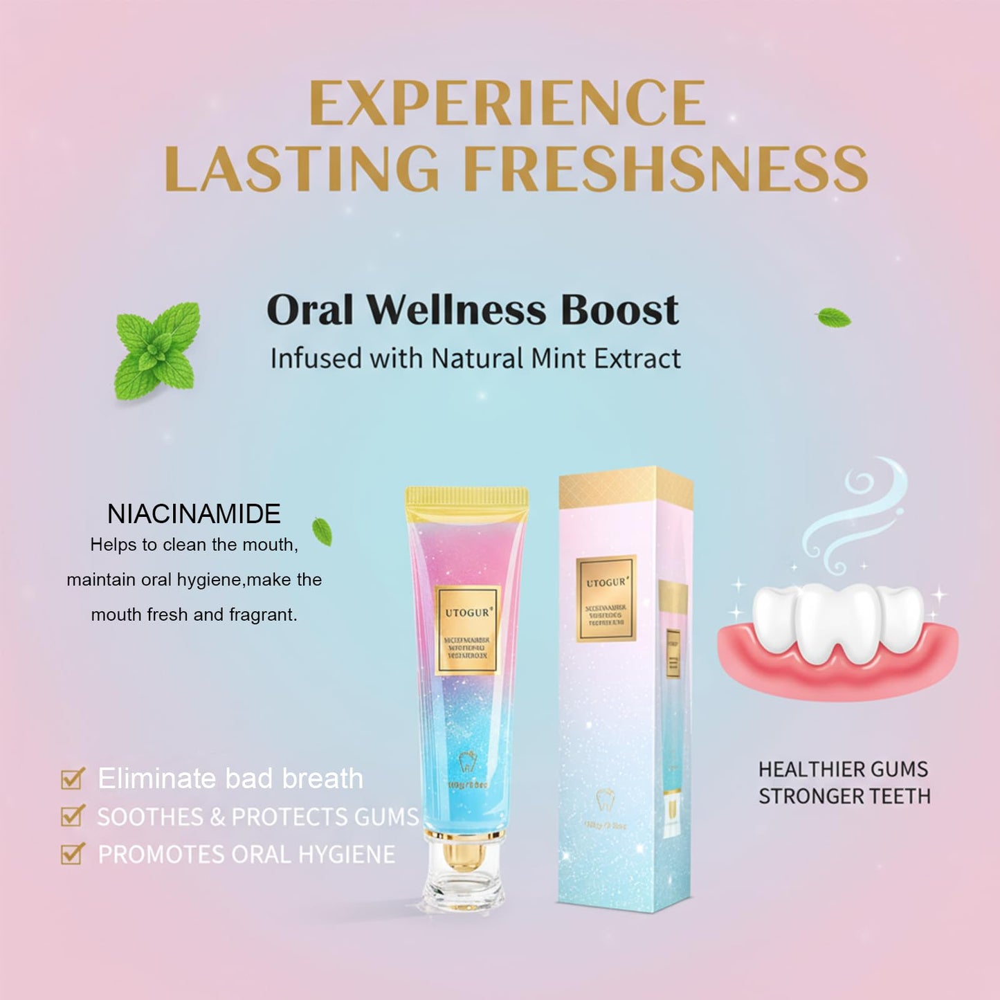 Utogur Probiotic Whitening Toothpaste | Niacinamide Whitening Toothpaste | Effective Whitening