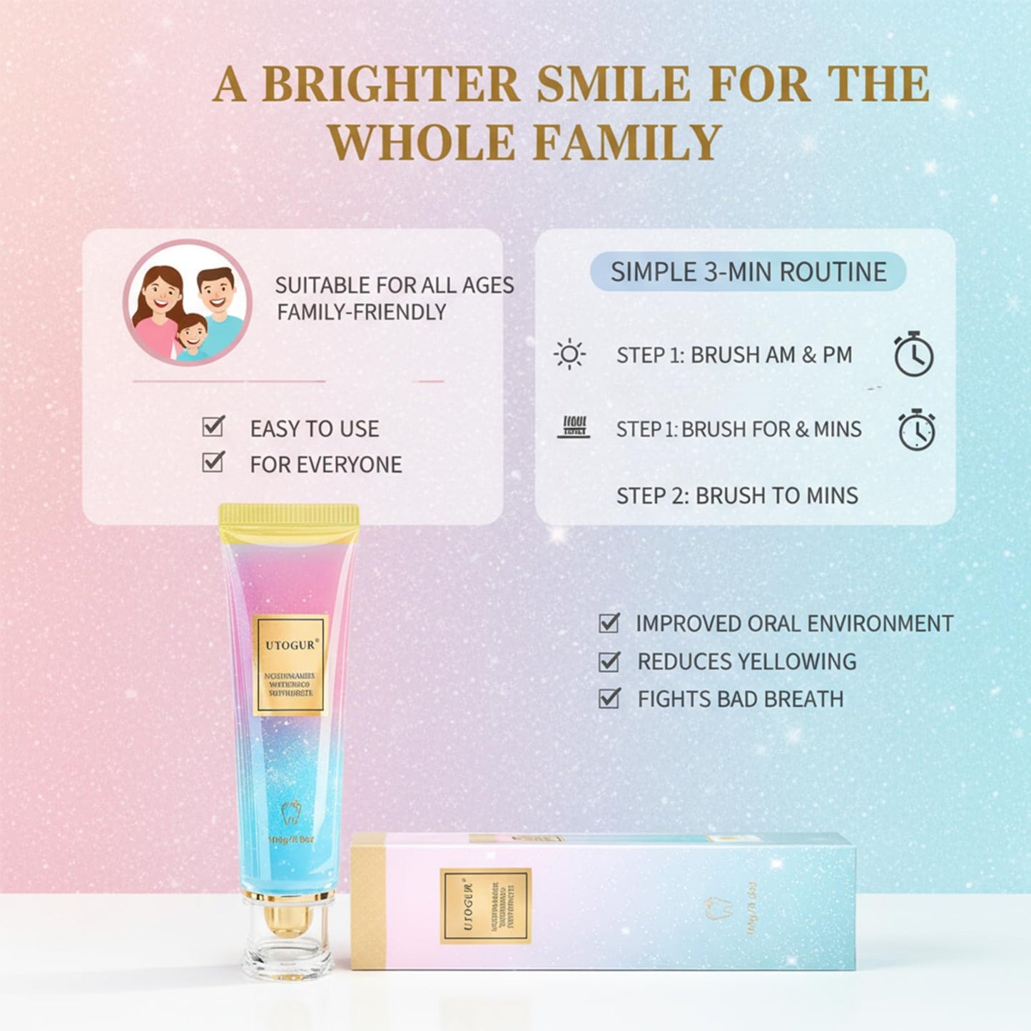 Utogur Probiotic Whitening Toothpaste | Niacinamide Whitening Toothpaste | Effective Whitening