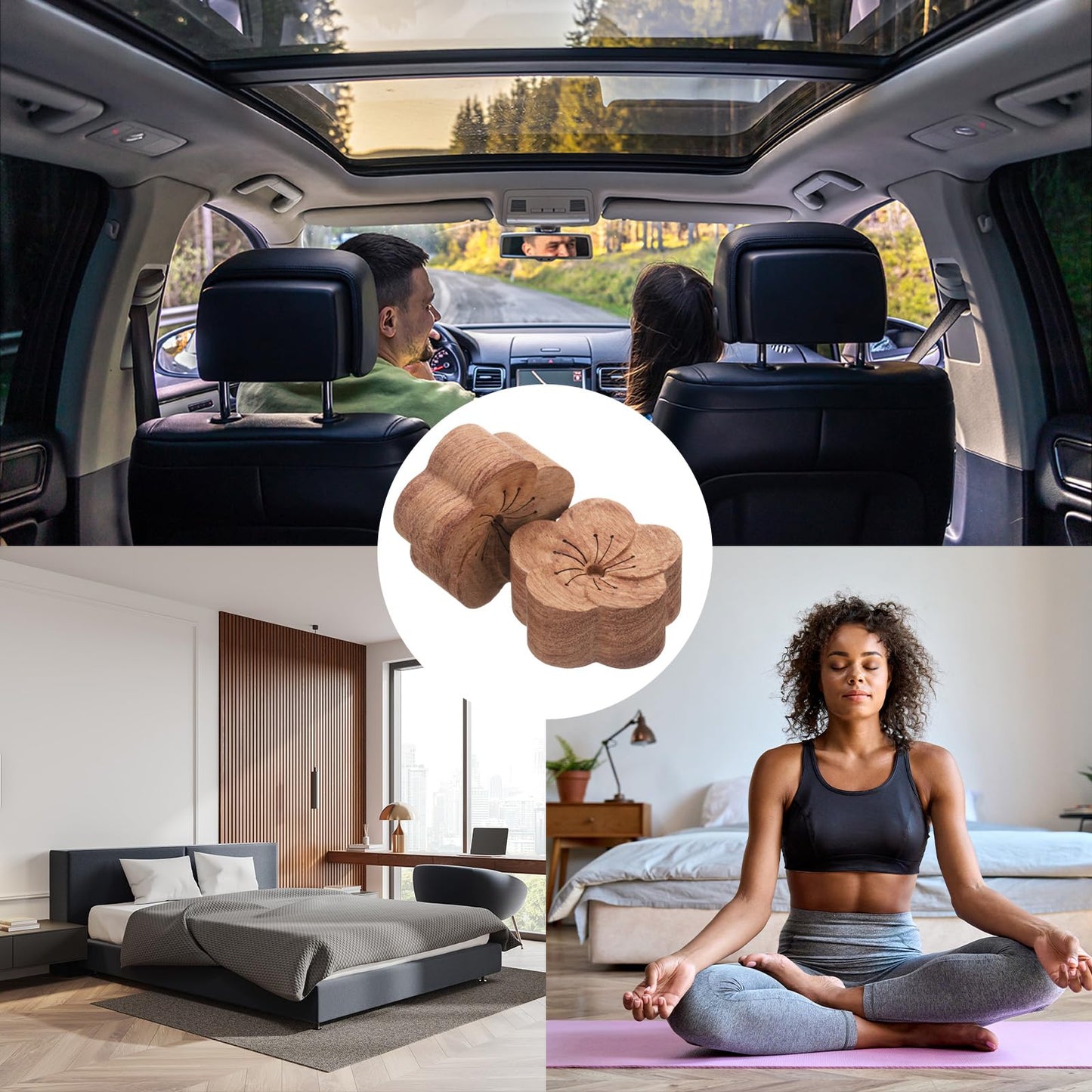 uxcell 2Pcs Wood Essential Oil Diffuser – Rosewood & Plum Car Diffusers for Car, Home, and Office