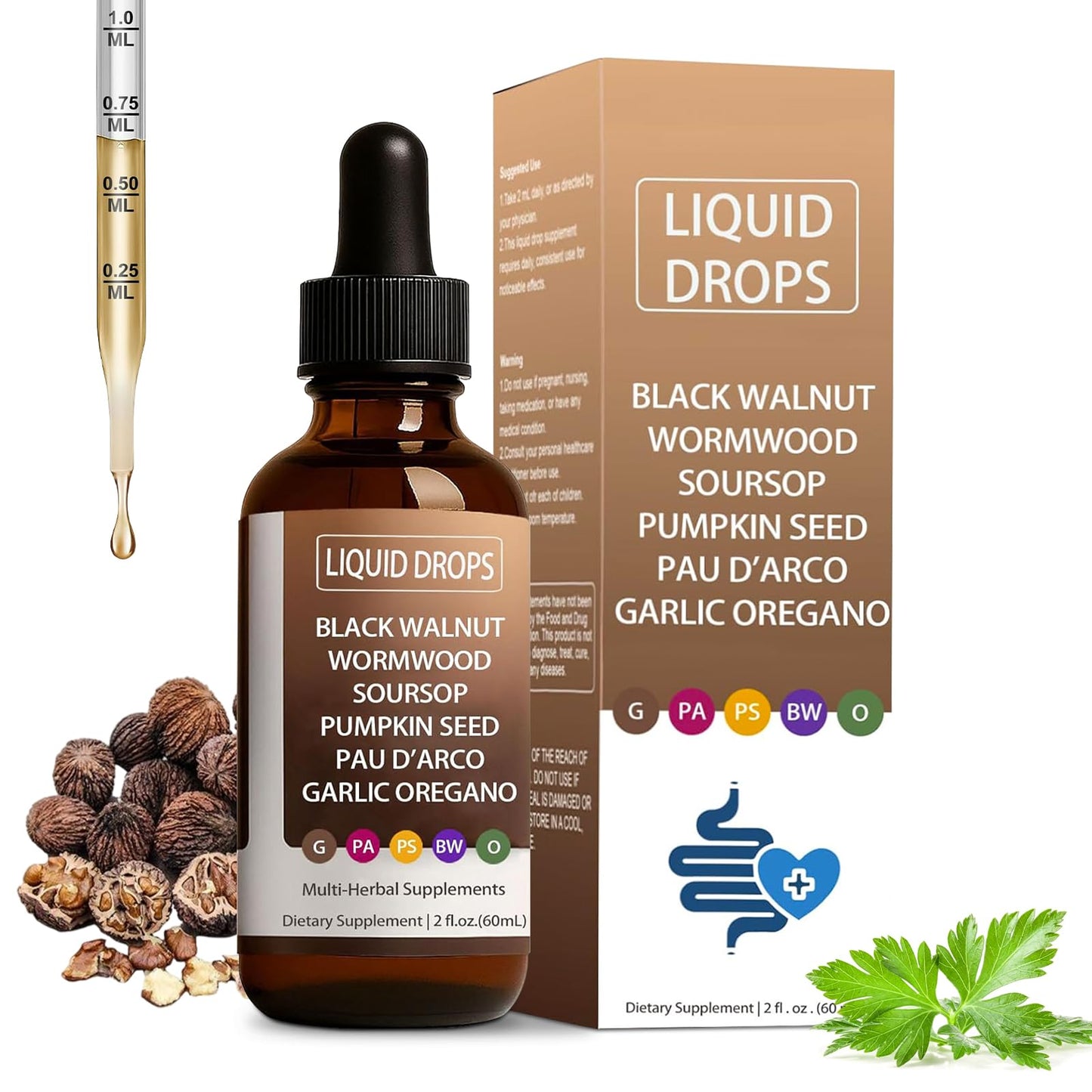 Uxfecpux Wormwood Tincture – Organic Wormwood Drops with Black Walnut, Clove, Soursop, Pumpkin Seed, Pau D'arco, Garlic & Oregano