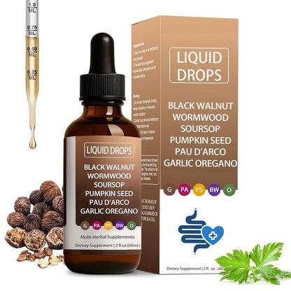 Uxfecpux Wormwood Tincture – Organic Wormwood Drops with Black Walnut, Clove, Soursop, Pumpkin Seed, Pau D'arco, Garlic & Oregano