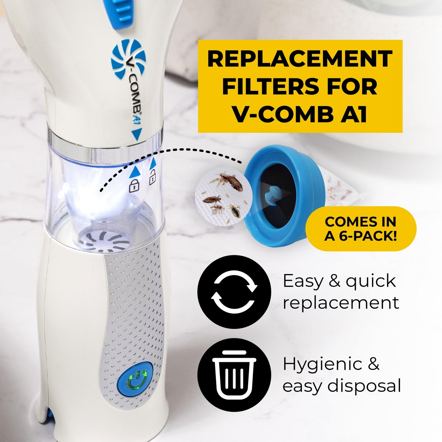 V-COMB A1 Rechargeable Lice Removal Electric Comb – Chemical-Free, Gentle, All Hair Types