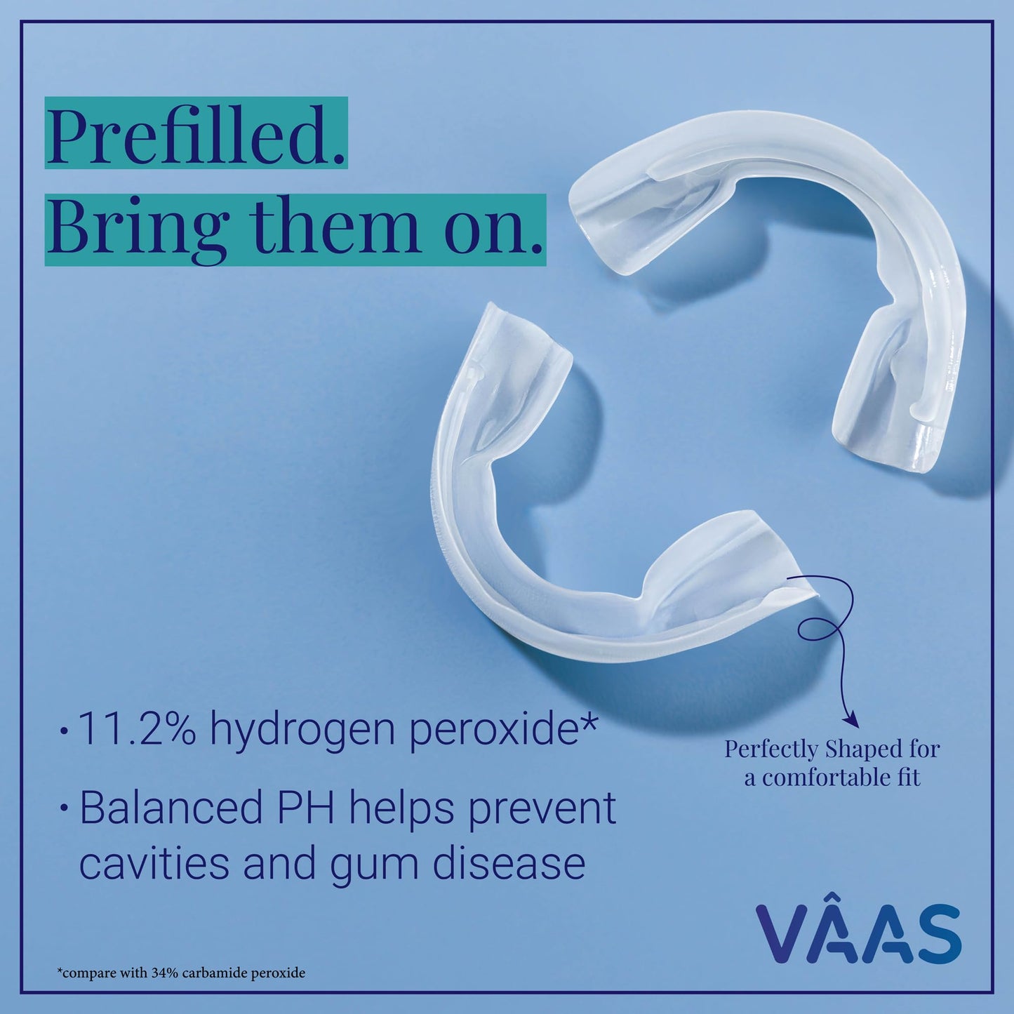 VAAS Prefilled Teeth Whitening Trays 11.2% Hydrogen Peroxide Mint – 14 Pack (7 Treatments) | Kosher by Everest
