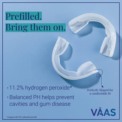 VAAS Prefilled Teeth Whitening Trays 11.2% Hydrogen Peroxide Mint – 14 Pack (7 Treatments) | Kosher by Everest