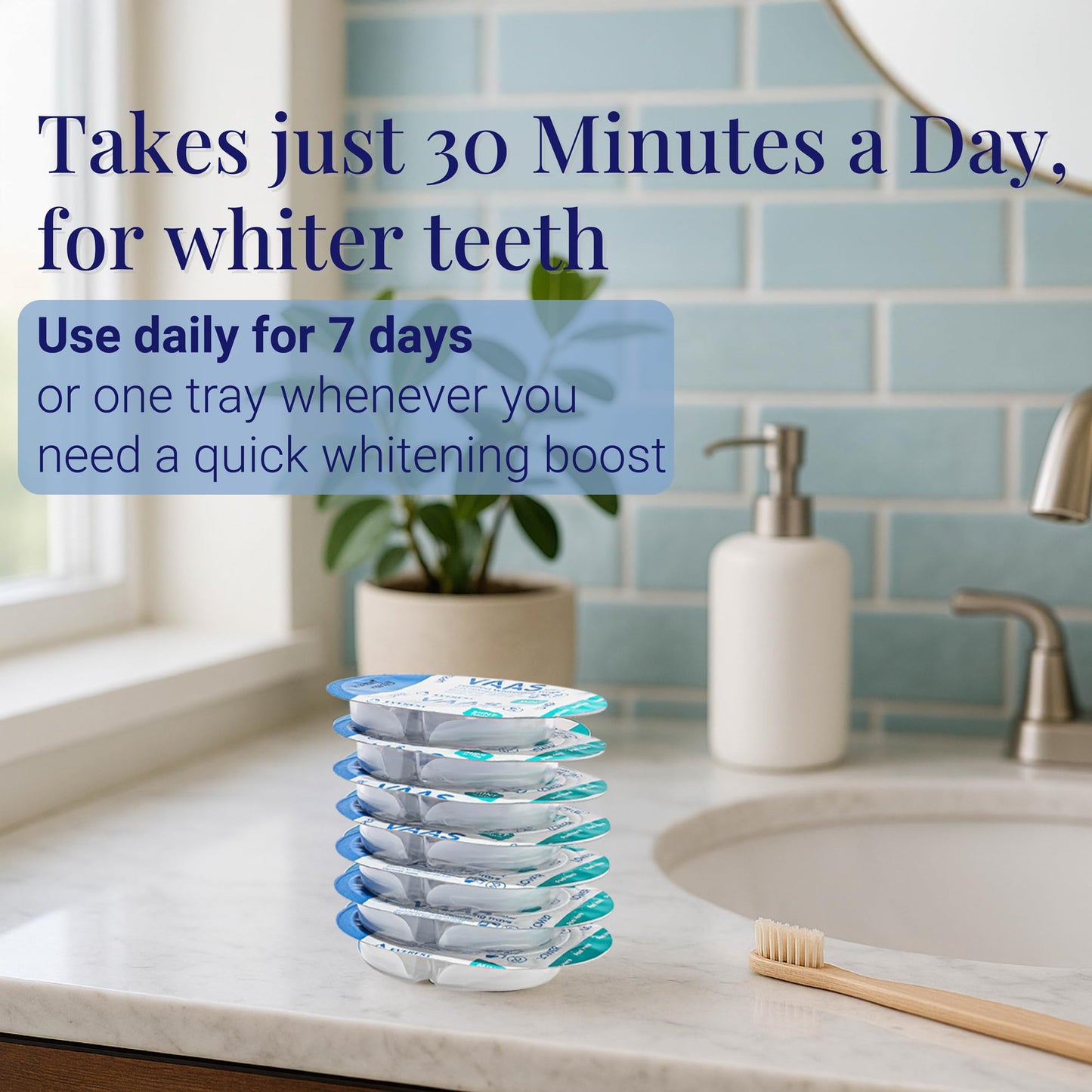 VAAS Prefilled Teeth Whitening Trays 11.2% Hydrogen Peroxide Mint – 14 Pack (7 Treatments) | Kosher by Everest