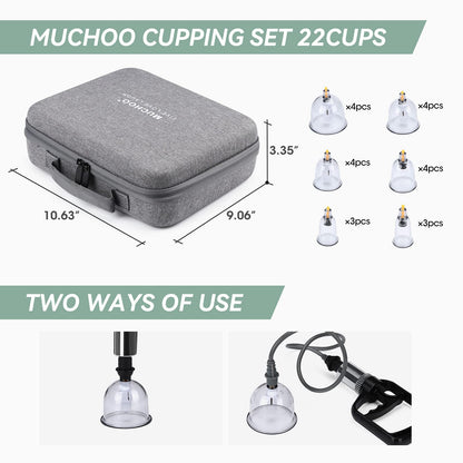 Cupping Set – Professional Chinese Acupoint Therapy, 22-Cup Portable with Vacuum Pump & Travel Case