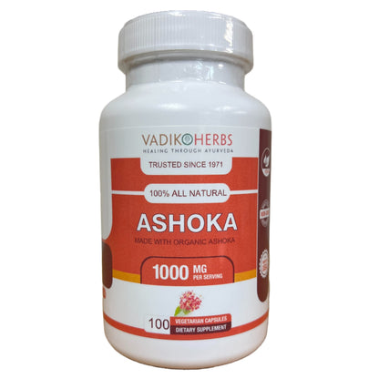 Vadik Herbs Ashoka Bark 1000 mg | Organic | 100 Vegicaps | Women's Wellness