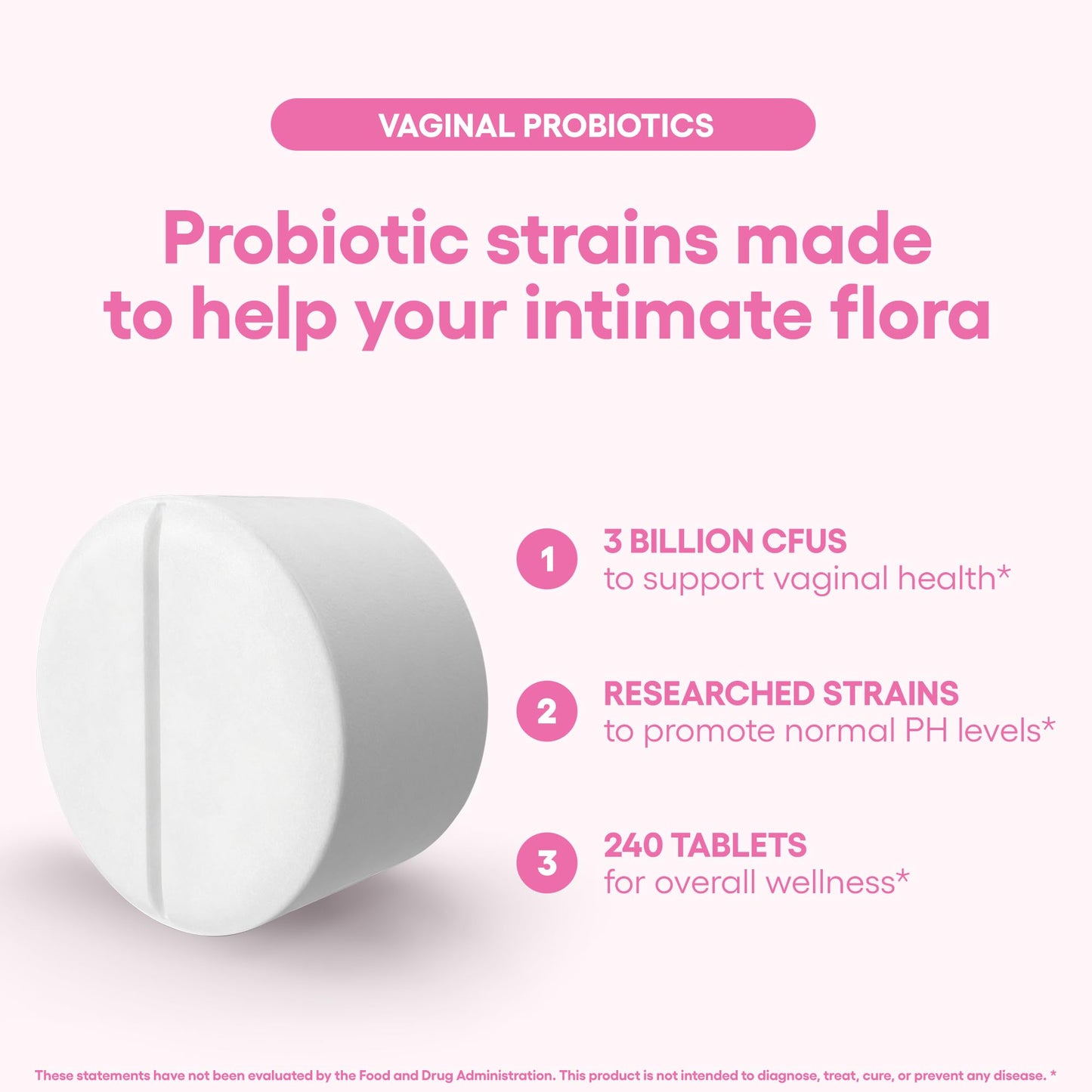 Natural Foundation Vaginal Probiotics – 240 Tablets, 3 Billion CFU | PH Balance & Intimate Flora
