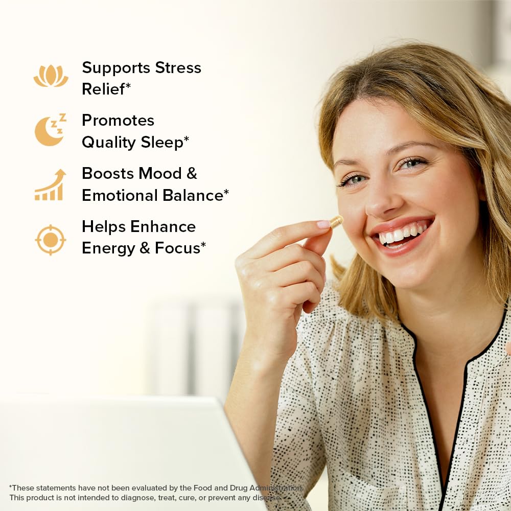VAHDAM Ashwagandha 1800mg with L-Theanine | Stress Relief, Mood & Sleep | 90 Capsules