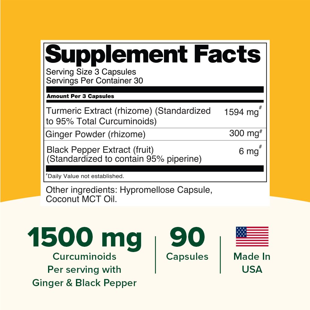 VAHDAM Turmeric Ginger 1900mg – 1500mg Curcuminoids, Black Pepper, 90 Capsules (Pack of 2)