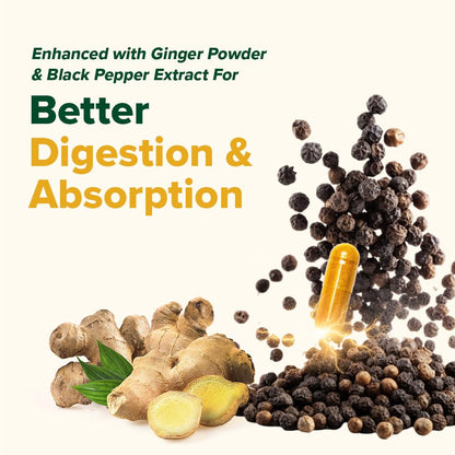 VAHDAM Turmeric Ginger 1900mg – 1500mg Curcuminoids, Black Pepper, 90 Capsules (Pack of 2)