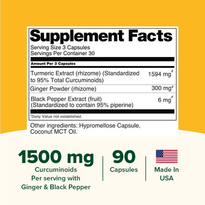 VAHDAM Turmeric Ginger 1900mg – 1500mg Curcuminoids | Joint Health & Mobility | 90 Capsules