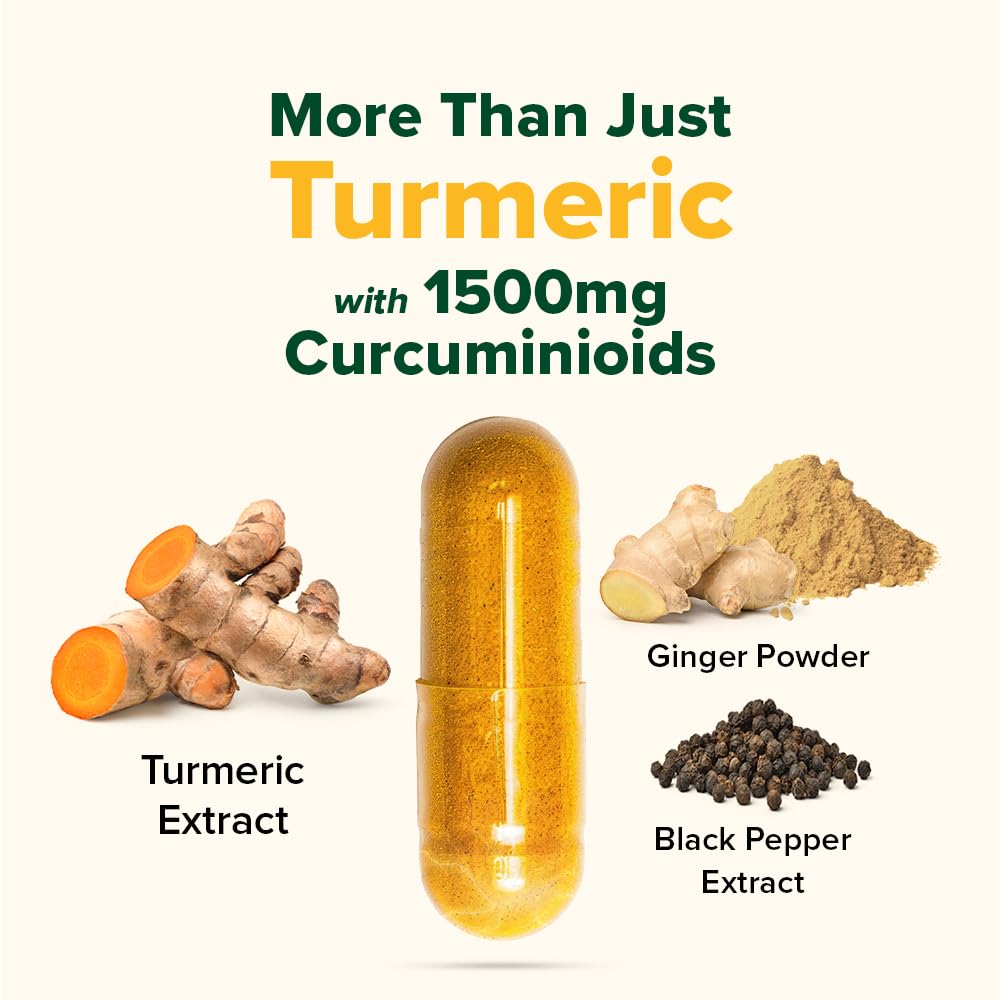 VAHDAM Turmeric Ginger 1900mg – 1500mg Curcuminoids, Black Pepper, 90 Capsules (Pack of 2)