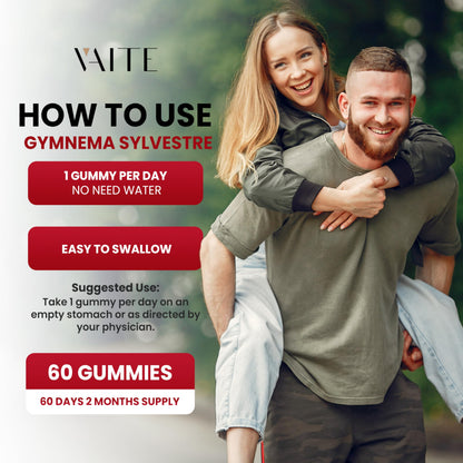 VAITE Gymnema Sylvestre Gummies 600mg – 60 Chews, Non-GMO, Gluten-Free