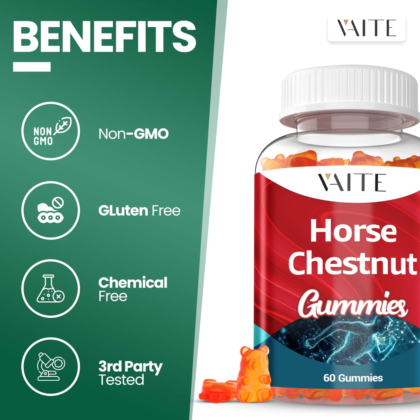 VAITE Horse Chestnut Extract Supplement – Vein Support, Leg Health, Non-GMO, Gluten Free