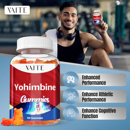 VAITE Yohimbine HCl Gummy 15mg – Sugar-Free, Non-GMO Energy & Endurance (60 Gummies)
