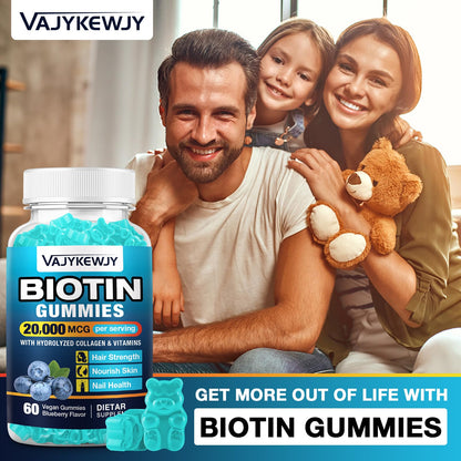 VAJYKEWJY 2 Pack Vegan Biotin Gummies – 20,000 mcg per Serving, Hair Skin Nails | 120 Gummies