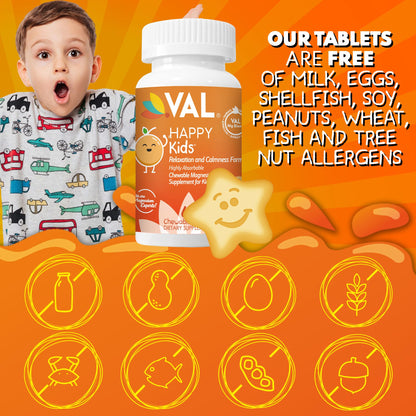 VAL Kids Magnesium | Calm & Focus Formula – 100mg Mg, Sugar-Free
