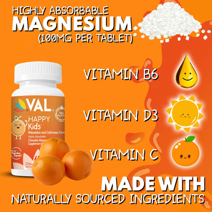 VAL Kids Magnesium | Calm & Focus Formula – 100mg Mg, Sugar-Free