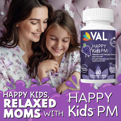 VAL Kids PM Magnesium Gummies | Sugar-Free Sleep & Calm for Kids 4+ | Grape Flavor | Magnesium Glycinate, Citrate & Taurate + Chamomile | 60 Count