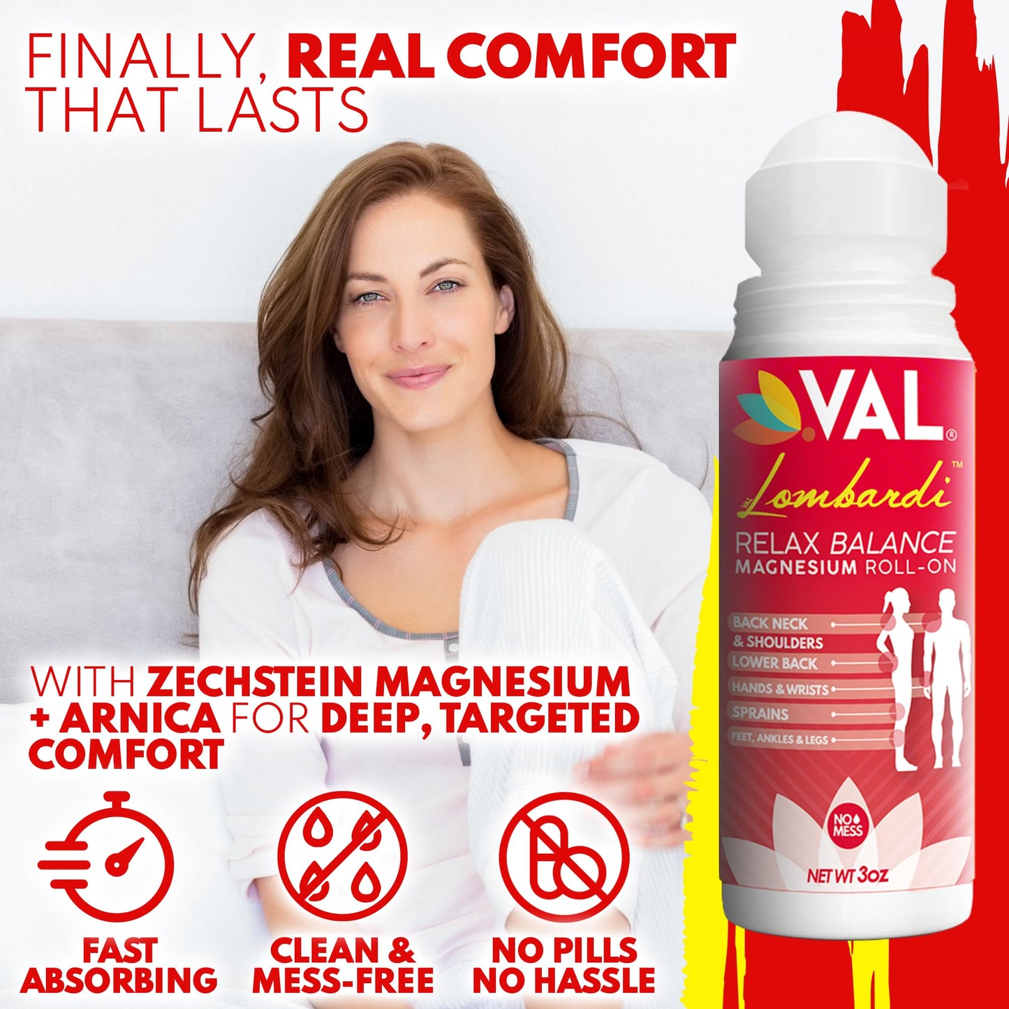 VAL Lombardi Magnesium Roll-On 3oz – Zechstein Magnesium + Arnica | Joint & Muscle Relief (2-Pack)