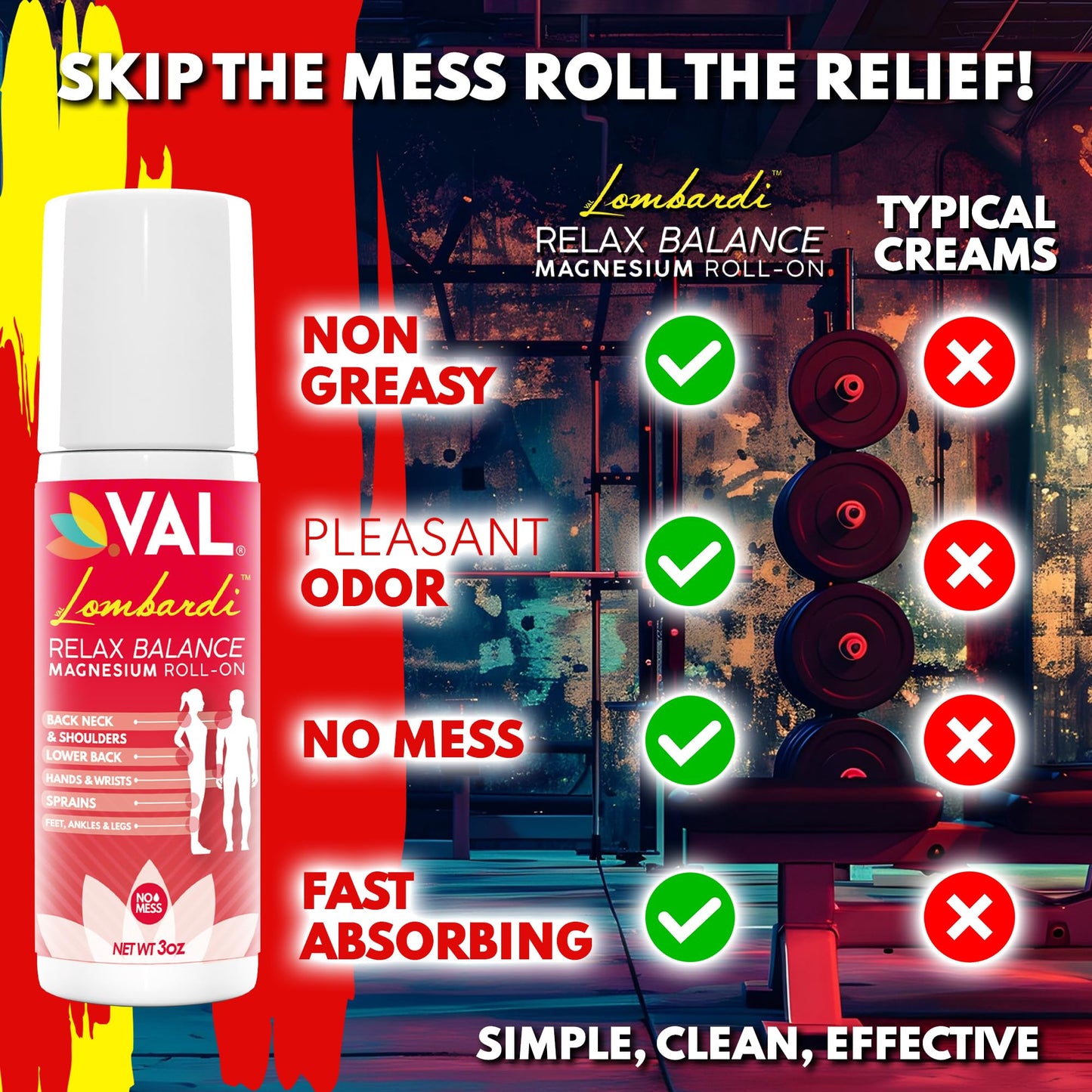 VAL Lombardi Magnesium Roll-On 3oz – Zechstein Magnesium + Arnica | Joint & Muscle Relief (2-Pack)