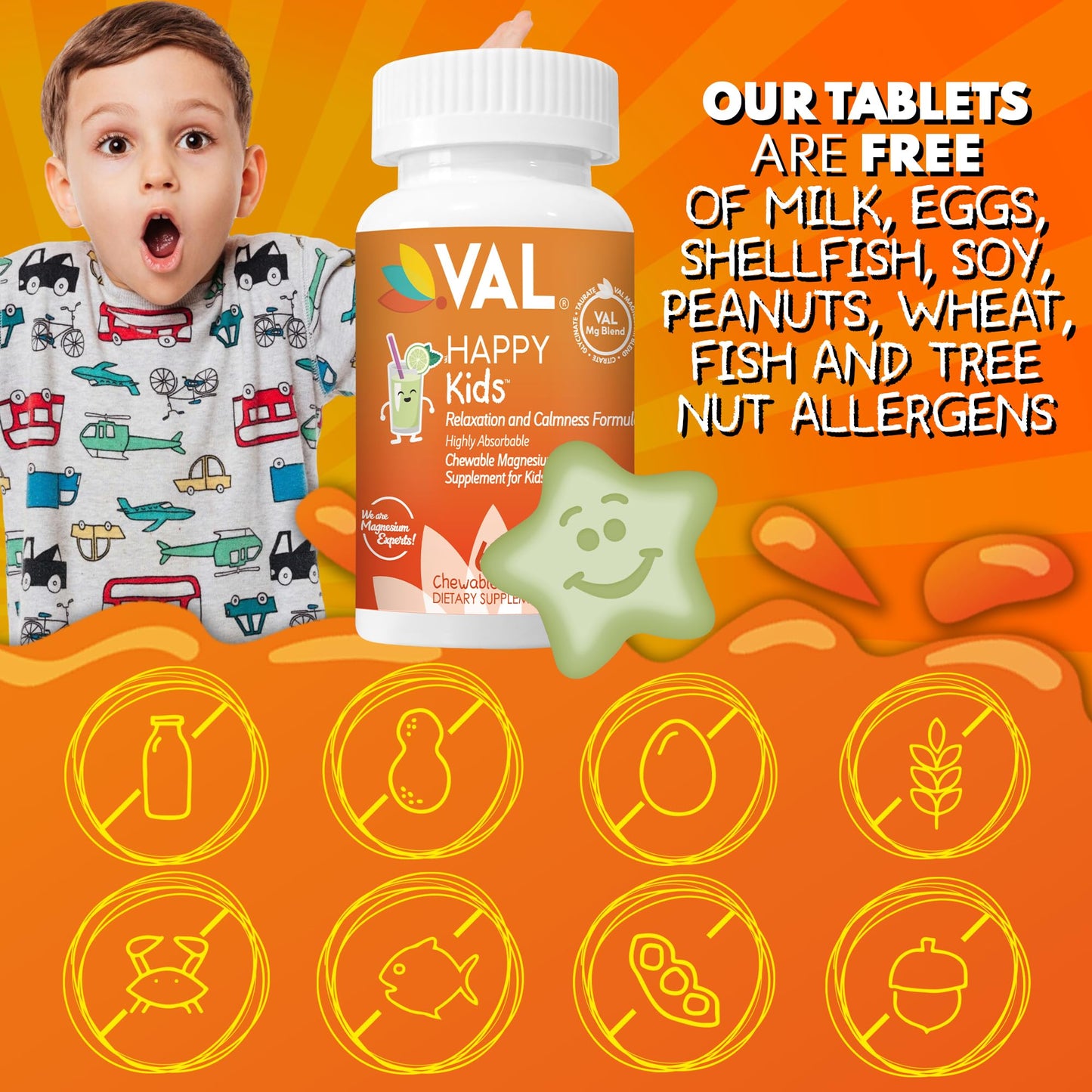 VAL Magnesium for Kids – High-Absorption Mg Glycinate, Citrate & Taurate