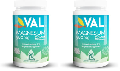 VAL Magnesium Citrate + B6 + Potassium, 90 Tablets (Pack of 2)