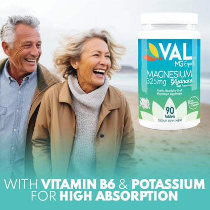 VAL Magnesium Glycinate 325mg with B6 & Potassium | High Absorption & Stress Relief