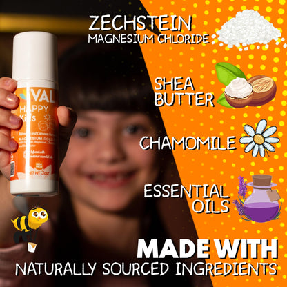 VAL Magnesium Roll-On for Kids – Zechstein Magnesium Chloride, Calm & Relaxation | USA Made | 3oz