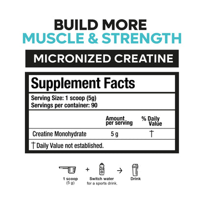 Valara Creatine Monohydrate Micronized Powder 450g | 90 Servings | 5000 mg per Serving (5 g) Unflavored, Vegan & Keto Friendly