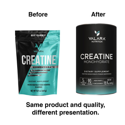 Valara Creatine Monohydrate Micronized Powder 450g | 90 Servings | 5000 mg per Serving (5 g) Unflavored, Vegan & Keto Friendly