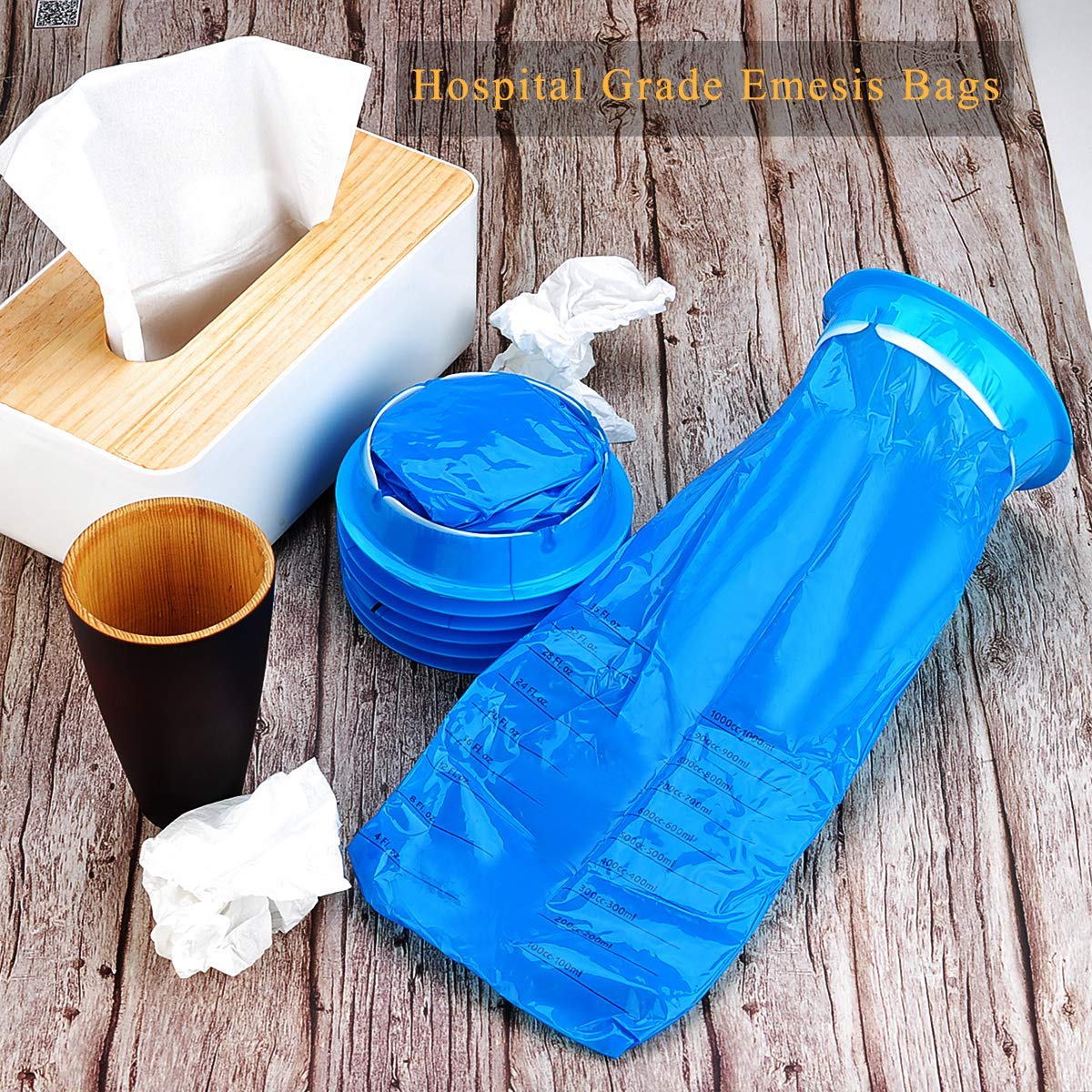 Valchoose 60 Pack Barf Bags Disposable — 1000ml Leak-Resistant Puke Bags for Travel, Morning Sickness & More