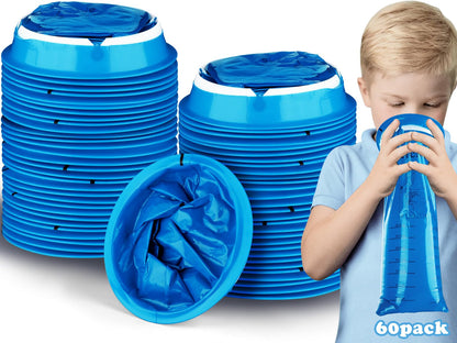 Valchoose 60 Pack Kids Barf Bags (800ml) – Leak-Proof Emesis Bags for Travel, Motion Sickness – Blue