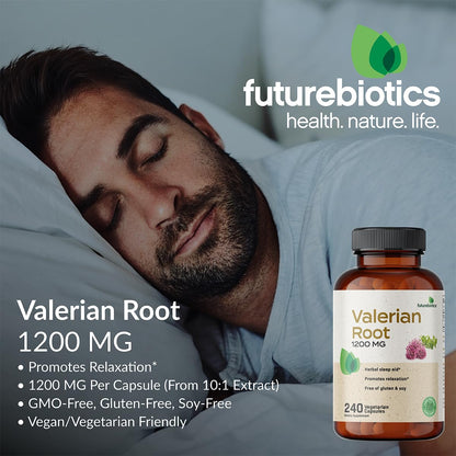 Futurebiotics Valerian Root 1200 MG Promotes Relaxation Non-GMO, 240 Vegetarian Capsules