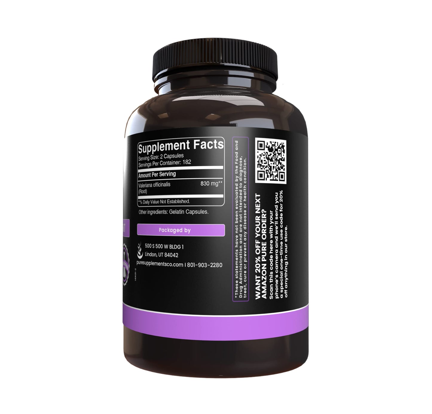 PURE ORIGINAL INGREDIENTS Valerian Root (365 Capsules) No Magnesium Or Rice Fillers, Always Pure, Lab Verified