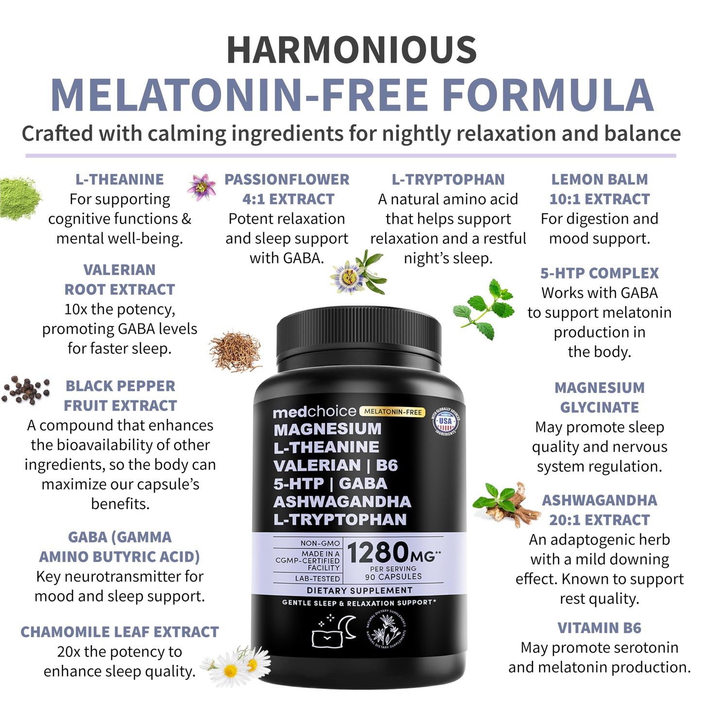 12-in-1 Sleep Support Capsules – Melatonin-Free, Non-Habit Forming (90 Caps)