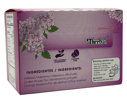 Valerian Root Tea – 25 Bags (1 g each) | 100% Natural, Caffeine-Free Herbal Tea | Té de Valeriana by Therbal