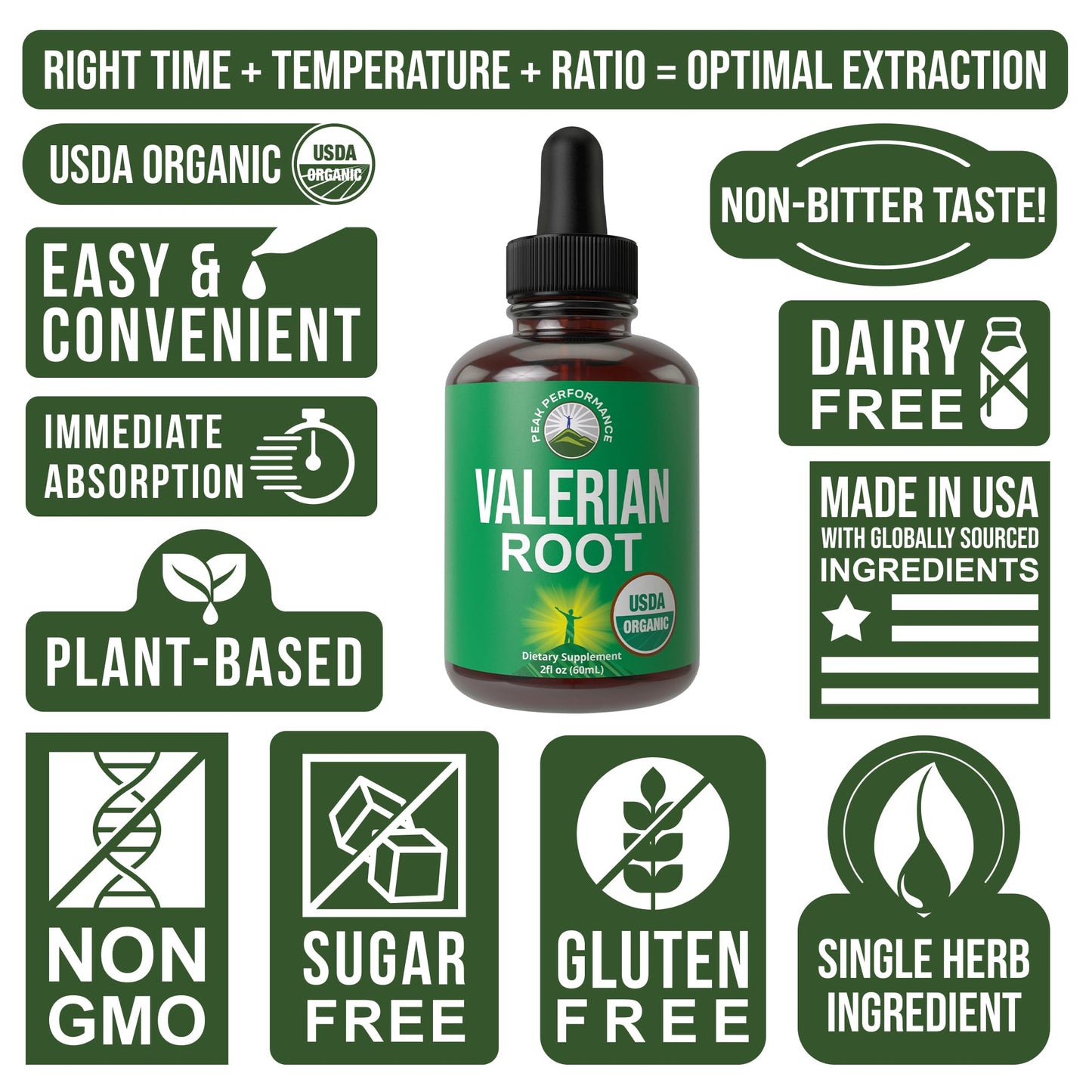 USDA Organic Valerian Root Drops – Vegan Sleep Tincture, Gluten Free, Zero Sugar