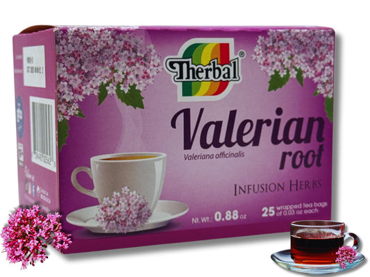 Valerian Root Tea – 25 Bags (1 g each) | 100% Natural, Caffeine-Free Herbal Tea | Té de Valeriana by Therbal BritishVita | Premium UK Vitamins & Wellness Supplements