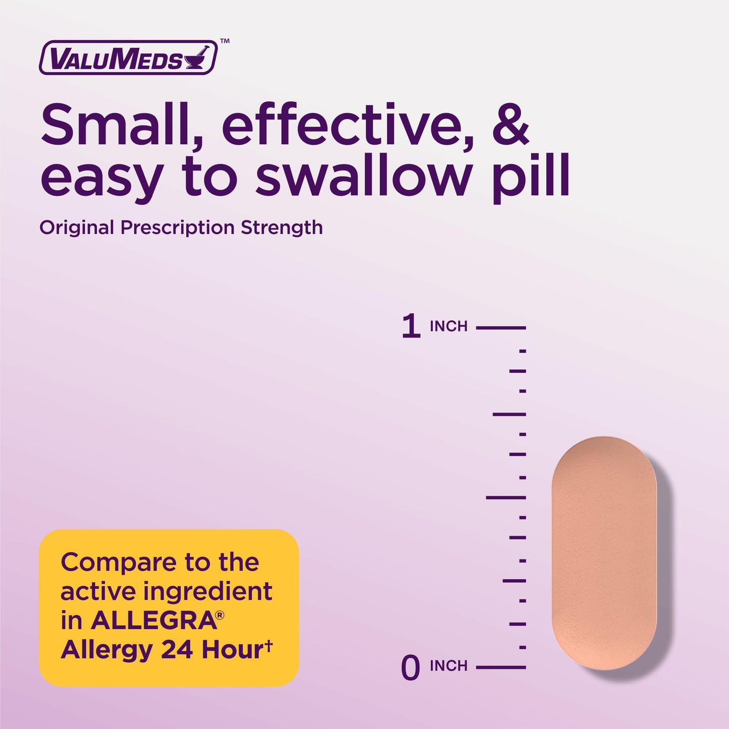 ValuMeds Compare to Allegra | Fexofenadine HCl 180mg | 24-Hour Non-Drowsy Allergy Relief (100 Count)