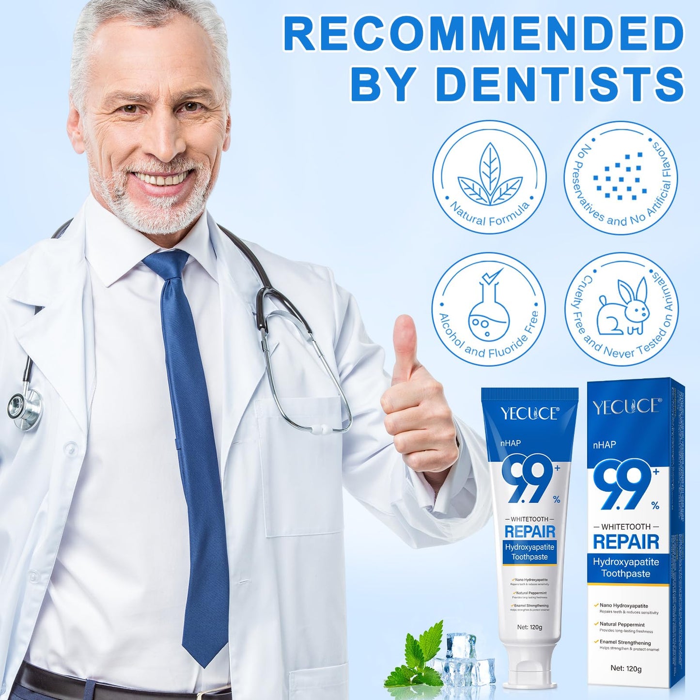 9.9% Hydroxyapatite Toothpaste – Enamel Protection & Strengthening (2PC) – Gentle Mint